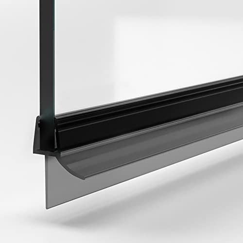 Duschdichtung für Glastüren 110cm schwarz I Duschtürdichtung 6mm 7mm 8mm Glas Bodendichtung I Wasserabweisprofil Duschwand gerade I Duschkabinen Dichtungen I Abdichtung Dusche 12mm Dichtlippe