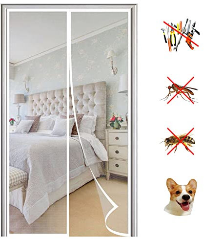 Rechteckig Magnétique Moustiquaire Porte, Aimantée Maille Ultra Fine Fermeture Automatique Rideaux Anti Mouches Installation Facile, pour Portes de Multi Types