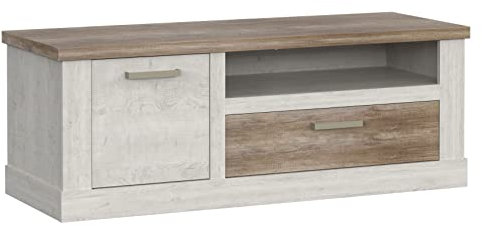 Newroom TV Lowboard Pinie Weiß TV Schrank Modern - 139,6x52x52 cm (BxHxT) - Fernsehtisch TV Board Rack - [Coby.Seventeen] Wohnzimmer Wohnstube