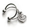 Astra Two Rings Ear Cuff Ohrklemme Ohrstecker mit Herzanker Anhänger aus poliertem Edelstahl (1 Stück) Geschenkidee aus St Pauli