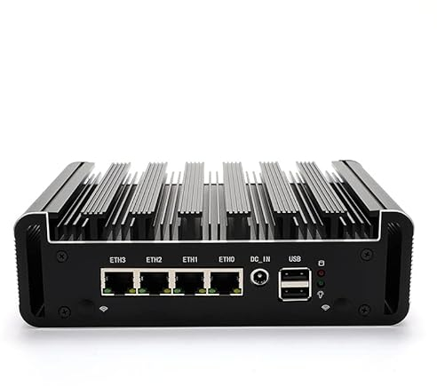 HSIPC Jasper Lake Celeron N5105 Quad Core Firewall Micro Appliance, Mini PC, Nano PC, Router PC with 16G RAM 256G SSD, 4 RJ45 2.5GBE Port AES-NI Compatible with pfsense opnsense...