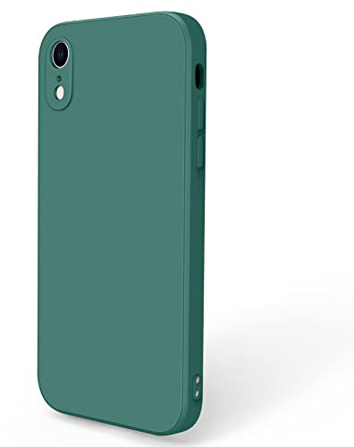 Meliya 1 Pièces Coque Compatible avec iPhone XR, Étui en Silicone avec Doublure en Microfibre Souple, Conception Spéciale de Bord Droit, 6.5,Vert Foncé