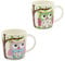 Dekohelden24 Lot de 2 tasses à café en porcelaine – Motif chouettes multicolores vertes et violettes – Dimensions (H x Ø: 9,5 x 8,5 cm, capacité 350 ml, passe au lave-vaisselle