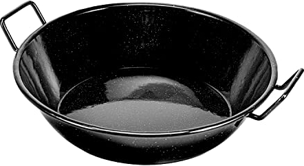 Royalford Enamel Wok Pan, 28 CM | Induction Safe Paella Pan Non-Stick Kadhai with Raised Handles | Kadai Cooking Pan for Shallow & Deep Frying | Flat Base for Even Heat Distribution, Black