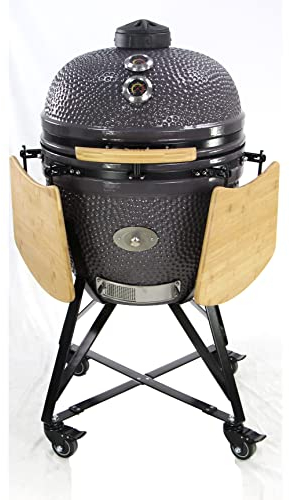 YNNI KAMADO TQ0C18CY Medium 45,7 cm Grill, Cyan mit Chipfeeder, BBQ, Keramik, Ei, Smoker, TQ0C18CY