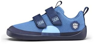 Affenzahn Barfußschuh Baumwolle Lucky Klettverschluss Vegan rutschfest Flexibel für den Sommer in Größe 21-35 Bär - Blau