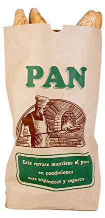 Vrysac - Bolsa de Papel Kraft para Pan con Impresión Genérica - Saco de Papel para Reparto de Barras de Pan - Panaderías - Ecológico - Reciclable (10, 25 Barras - 60x85+13cm)