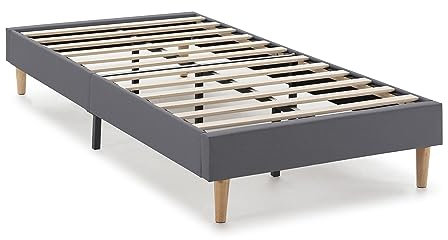HOMN LIVING Sommier tapissier Aura 90x190 cm Gris foncé, Hauteur 30 cm