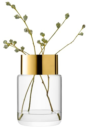 LSA International Aurum Vase/Laterne, Höhe: 30 cm, transparent/goldfarben