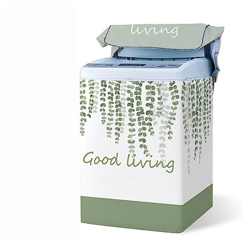 Odot Housse de Protection pour Machine à Laver Chargement par Le Haut, Couvre-Machine Protecteur Anti-Poussière Couverture pour Machine Sèche-Linge et Lave-Linge (XL,Bien Vivre)