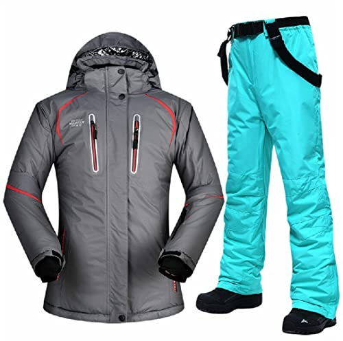 Alloaone Damen Skijacke Und Hose Superwarm Winddicht Wasserdicht Warme Ski Und Snowboardbekleidung NV HUI MINT GREEN XXL