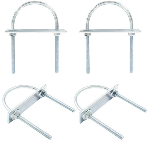 BokWin 4 Pcs Round U Bolts M6 Bend U Bolts in Zinc Plated Steel U Clamp with Nut, Plate, Washer(60mm Inner Width 110mm Length)