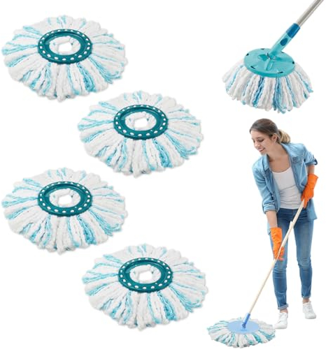 4 Piezas para Leifheit Clean Twist Disc Mop Ergo Kit, Sistema de 2 Fibras para Leifheit Recambio para Mopa, per Partículas de Suciedad, Todo Tipo de Suelos
