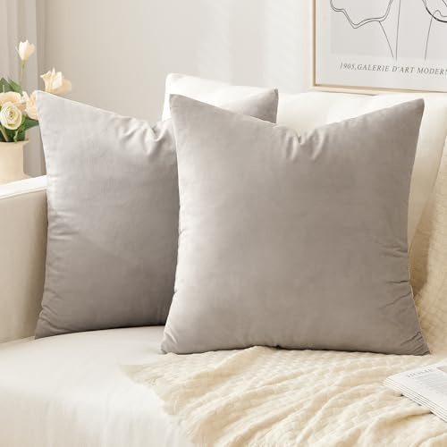 Slozzi 2er Set Samt Kissenbezüge Haushalt Dekokissen Dekorative Kissenhülle Weich Sofakissen für Sofa Schlafzimmer Wohnzimmer 45x45 cm Heart Wood