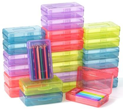 Mr. Pen- Pencil Box Bulk, 24 Pack, Assorted Colors, Bulk Plastic Pencil Box Case