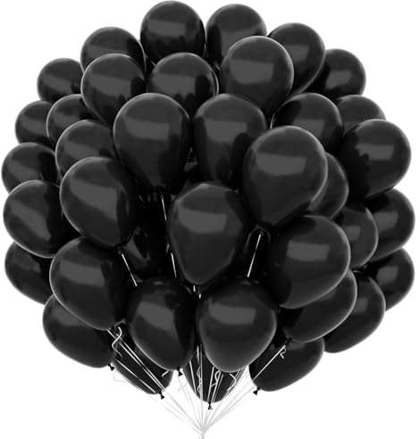 Unisun Schwarz Luftballons 100Pcs, 12 Zoll Matt Schwarz Latex Ballons Pack für Schwarze Thema Ballon Bogen Kit Geburtstag Hochzeit Baby Shower Karneval Veranstaltungen Party Dekorationen