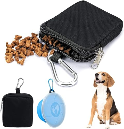 AIVORO Leckerlibeutel fur Hunde, Futterbeutel mit Silikon Faltbarer Hundenapf, Futterbeutel Hunde für Spaziergänge und Hundetraining