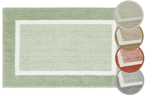 andiamo Badematte rutschfest Maui - Badezimmerteppich weich und flauschig - Duschvorleger für Badezimmer Badteppich rutschfest waschbar 50 x 80 cm Salbei