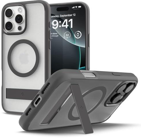 Spigen Ultra Hybrid S MagFit Case for iPhone 16 Pro Max [Built-in Kickstand] [MagSafe Compatible] - Frost Grey