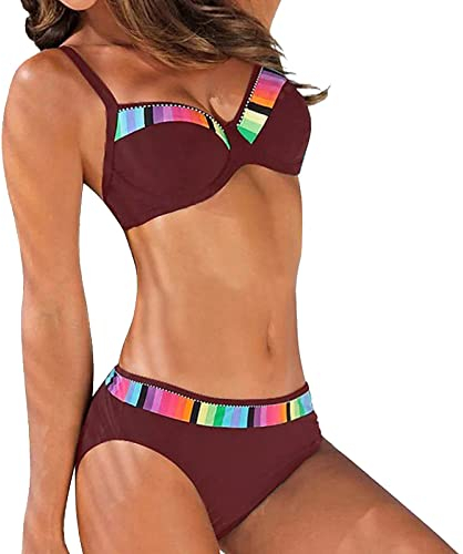 Generisch Bikini Set ohne Bügel Push Up Zweiteiliger Bademode Badeanzug Strandkleidung Swimsuit Bikini Hose Zum SchnüRen Bikini Triangel Damen Set