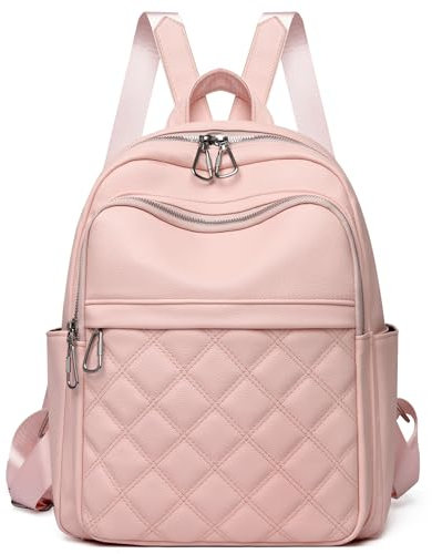 Travistar Rucksack Damen Klein Elegant Cityrucksack Modern Damenrucksack PU Leder Schultertasche Kleiner Rucksacktasche Diebstahlsicher Tagesrucksack Backpack Women für Reisen Arbeit (Rosa)