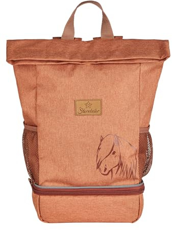 Sterntaler Kinderrucksack Pferd Sunny - aus wasserabweisendem Polyester, wetterfest mit gepolsterten Schultergurten, Brustgurt & reflektierende Designelemente - für Kindergarten & Unterwegs, lehmbraun