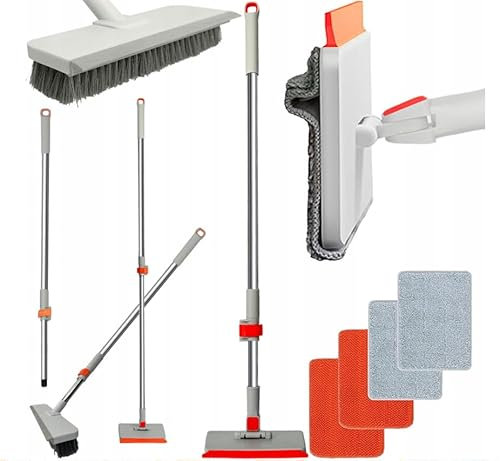 Hooha Fensterputzer Mit 85-130cm Teleskopstiel,2in1 Fenstersauger Mit 360 Grad Rotationskopf Und 2 Mikrofaserpads,Reiniger,Fensterwischer, Für Fenster/Wand/Fliesen/Decke/Fensterrahmen