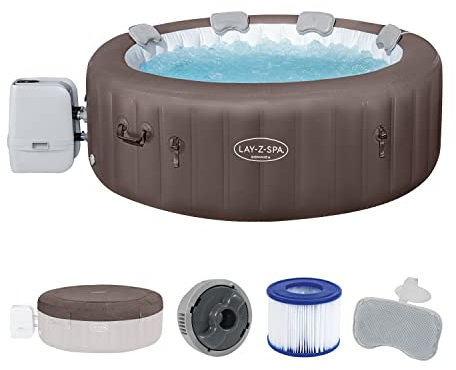 Bestway® Lay-Z-SPA® Energiespar-Whirlpool Dominica HydroJet™ mit App-Steuerung, für 6 Personen Ø 196 x 71 cm, Urbanbraun