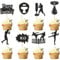 Ercadio 32 Pack Boxing Player Cupcake Toppers Black Glitter Boxing Gloves Cupcake Picks Boxer Gym Theme Baby Shower Birthday Party Cake Decorations Supplies
