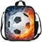 FORYNXHWIN Lonchera de fútbol para niños y niñas, bolsa de almuerzo aislada con diseño de fútbol 3D, reutilizable, bolsa de almuerzo cálida con soporte para botella de bebidas para escuela, picnic,