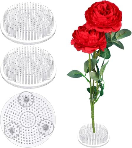 Plastic Floral Frogs for Arrangements Vase, 3PCS Clear Flower Aarrangement Holder with Suction Cups for Plant Decoration