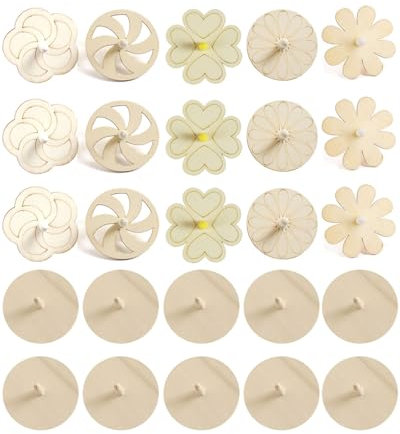 QLEUIFT 25 PCS DIY Kreisel aus Holz,Holzkreisel,Spielzeugkreisel aus Holz,Mitgebsel Kindergeburtstag gastgeschenke Spielzeugkreisel aus Holz für Mitgebsel Geschenk Geburtstag