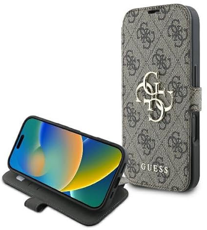 CG MOBILE Guess GUBKP16S4GMGBR Hülle für iPhone 16 6.1 braun Book 4G Metal Logo