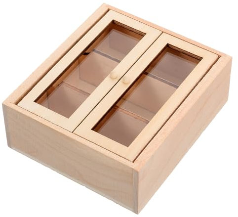 NAMOARLY Miniature Doll House Cabinet Wooden Miniature Storage Box for Decor Double Door Bookshelf Model for Room Decoration