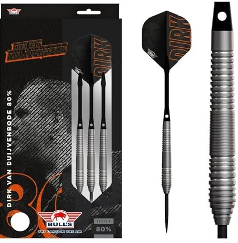 Bull's Dirk Van Duijvenbode 80% Tungsten Steeldart - 22g | Präzises Phantom Grip Design für optimale Kontrolle