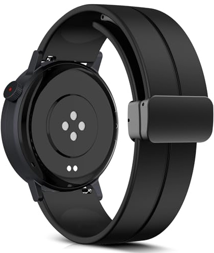 MaEiol 22mm Armband für CMF by Noting Watch 3 Pro/CMF by Noting Watch Pro 2, Armband Weiches Sport Silikon Ersatzarmband Magnetverschluss Uhrenarmbänder Armbänder für Herren Damen - Schwarz