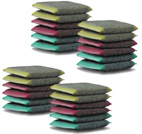 CARXB Estropajo Esponja de Acero Inoxidable, Esponja de Limpieza Antibacteriano,para Cocina,Fregar,de Doble Cara,Lavables,Reutilizar(Size:24pcs)