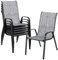 LIFERUN Gartenstühle Stapelstuhl Camping Stapelbar Hochlehner Terrassenstuhl Textilene Stahlgestell für Gärten Innenhöfe Balkone Restaurants 150 kg Belastbar 54 x 69 x 93cm (6pcs, Flachsgrau)