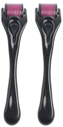 WOLMIK Derma Roller, 0,5 mm/0,75 mm Rouleau à barbe, rouleau à micro-aiguilles en titane 540 pour homme et femme, rouleau à micro-aiguilles pour stimuler la croissance des cheveux, soins de la peau du