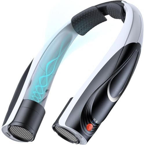 Ventilateur de Cou,Ventilateur Cou 6000 mAh,6 Vitesses Réglables,360° Cooling Ventilateur de Cou,Portable Ventilateur Mains Libres USB pour Bureau Domicile Voyage En Plein Air (Blanc+Noir)