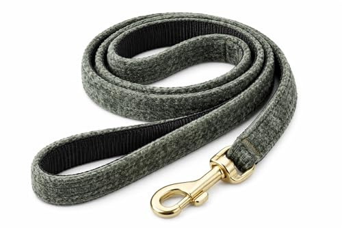 Hundeleine – Führleine – 1.3m x 12mm – Flamingo Saba Grün – Nylon & Samt – Karabiner matt Gold