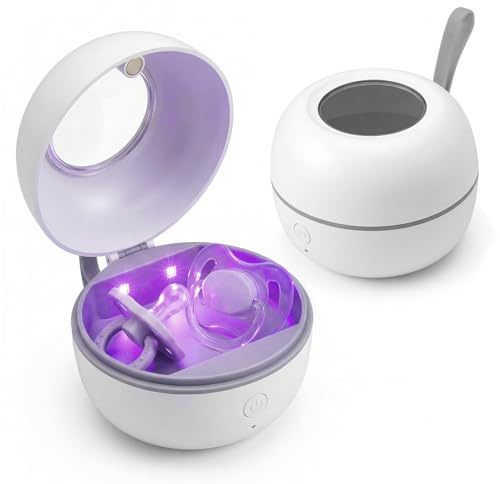 YUWJOOWEE Dummy Uv Steriliser Portable for Pacifiers Dentures Orthodontics | Kills 99% of Germs in 3 Mins by 4 Uv Lights,Type-C Rechargeable for Other small items