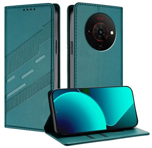 TAUYN Cover Custodia Folio in Pelle per ZTE Blade A76 5G | Premium PU/TPU Pelle Flip Antiurto Wallet Case, con Supporto & Porta Carta. Verde scuro
