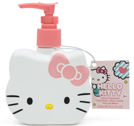 Hello Kitty Hand Wash 250ml | Cherry Fragranced Gentle Hand Soap | Reusable 3D Hello Kitty Bottle | Kids & Family Hand Wash | Vegan Friendly
