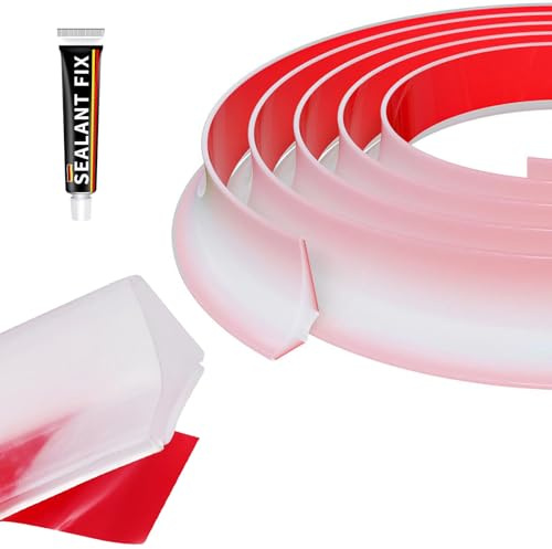 Silicone Wet Room Floor Barrier,Transparent Self Adhesive Shower Water Barrier,3M Bendable Waterproof Shower Threshold Water Dam,Wet and Dry Separation