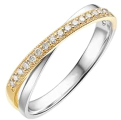 KnSam Bicolor 750 Partnerringe Echt Gold Schmuck, 0.13ct Labor Erstellt Diamant Hochzeitsring Klassiker Rundschliff Weiß, Ring 18K, Gr.63 (20.1)