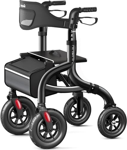 HolyHeal W5 Foldable Rollator Walkers for Seniors with Seat and Backrest
