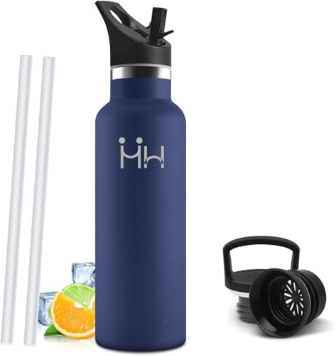 Trinkflasche Edelstahl Kinder 500ML BPA-Frei, Thermosflasche, Auslaufsichere Isolierflasche Doppelwandig, Wasserflasche mit Strohhalm, 18/8 Edelstahl, Trinkflasche Kohlensäure Geeignet für Sport