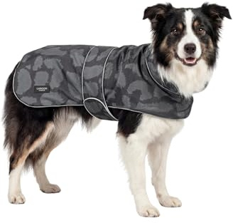 Larkson Hundemantel Grau Leo - Jonte - Regenmantel für Kleine & Mittelgroße Hunde - 10000 mm Wassersäule - Verstellbar - Reflektierende Elemente