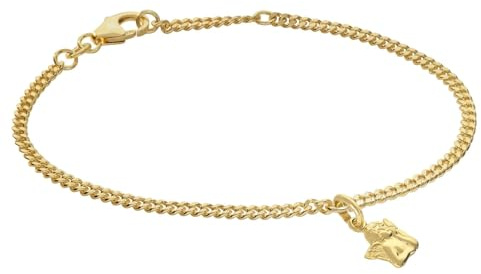 trendor Mädchen-Armband mit Engel 925 Silber Vergoldet Panzerband 21589 | edler Kinderschmuck aus Sterlingsilber, Flachpanzerarmband mit Amor-Engel mit Zirkonia,